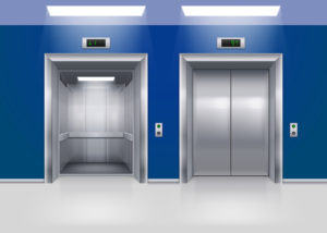 open and closed elevator doors
